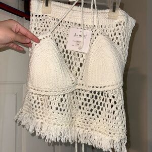 NWT Just Quella crochet cover up set